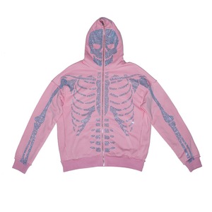 Sudadera con Capucha de Alta Calidad, Diseño de Calavera con Pedrería, Logotipo Personalizado, Corte Regular, 100% Algodón, Forro Polar Transpirable para Invierno - Product Image 5