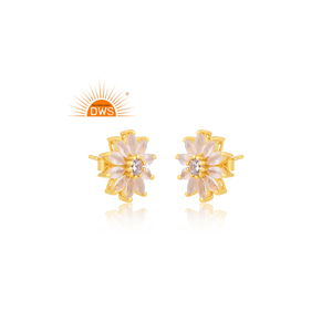 Dernière conception de boucle d'oreille en argent sterling naturel Cz et arc-en-ciel en pierre de lune fabricant de bijoux personnalisés - Product Image 2