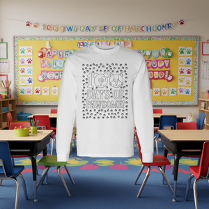 T-shirt à manches longues pour enfants avec motifs d'animaux mignons, idéal pour les activités de coloriage des 100 jours d'école, T-shirts promotionnels adaptés à l'âge des enfants - Product Image 3