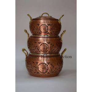 Juego de calentadores de alimentos hechos en cobre de 3 mesas de comedor decorativas para bodas y hoteles y ollas calientes de la colección Luxury Home - Product Image 4