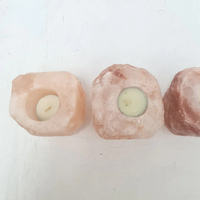 MINERALS ROUTE Porte-bougie en sel de l'Himalaya 100% naturel, fait main, personnalisable, multicolore, de haute qualité, pour la Saint-Valentin et la maison
