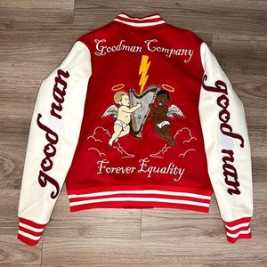 OEM 100% <b>Wool</b> Embroidery Letter Logo Fleece Varsity Bomber Jacket Custom Winter Letterman Baseball Jacket for Men college - Product Image 5