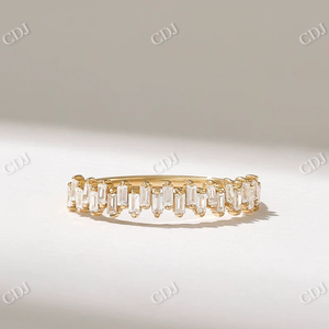 แหวนเพชรสไตล์บาแกตต์สำหรับหมั้น,แหวนเพชรครึ่งนิรันดรคุณภาพสูง - Product Image 2