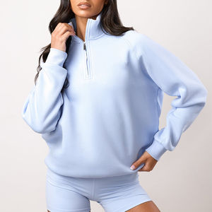 Sudadera con Cierre para Mujer, Logotipo Personalizado, Algodón, Poliéster, Felpa, Cierre de Cremallera de un Cuarto, Lisa, Deportiva, para Yoga, Otoño/Invierno - Product Image 1