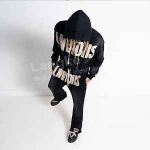 OEM Logo personnalisé Sweat à capuche zippé et surdimensionné Stone Acid Wash Respirant Ensemble de survêtements pour hommes de haute qualité 100% coton - Product Image 3