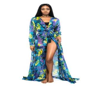 Ladies Printed Beach Cover <b>Up</b> with Elevated Finish <b>Womens</b> Resort Wear Cover-<b>Up</b> With Bell Sleeves Contemporary Prints Ladies - Product Image 3