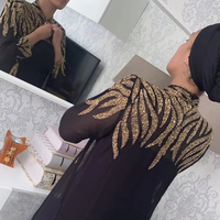 Abaya Georgette brodée à la main, robe de soirée ethnique du Moyen-Orient, collection haute couture, pour événements, fêtes et mariages