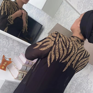 Abito caftano Georgette abito da sera con perline a mano eventi di alta moda ultima collezione abbigliamento per diserbo per feste abbigliamento donna arabiano