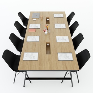 Aconcept HBAC049 Minimalist <b>Office</b> Furniture 240x120cm Plywood with Melamin Finish Iron Legs Meeting <b>Table</b> - Product Image 1