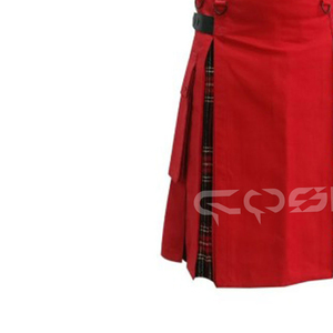 Meilleures ventes, nouveau kilt hybride écossais en coton rouge et tartan Stewart noir, fournisseur de kilt utilitaire pour hommes du Pakistan - Product Image 3