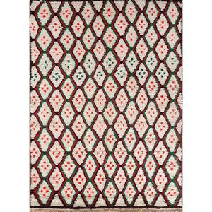 Nuray Ivory Hand Knotted Wool <b>Rugs</b> Geometric & Abstract Pattern <b>Boho</b> Style for Home Living Room Entryway & Hallway-Pae-4611 - Product Image 1