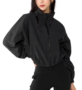 Veste coupe-vent pour femme en polyester, entièrement zippée, tricotée, respirante, coupe-vent, logo de marque brodé, taille plus, tissu mémoire - Product Image 5