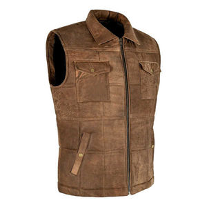 Best Quality Genuine Leather <b>Vest</b> Warm and Waterproof Fall and Winter with Sleeveless Design & Pocket Leather <b>Vest</b> For sale - Product Image 4