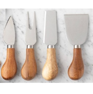 Juego de cuchillos para queso de 4 piezas de acero inoxidable al por mayor, utensilios de cocina, cuchillo para mantequilla con mango de madera, queso de acero inoxidable - Product Image 4