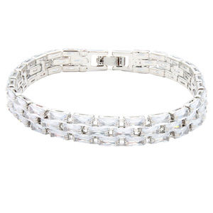 Pulsera de tenis chapada en oro de 7 pulgadas y 13 mm de ancho con cristales CZ de corte esmeralda, accesorio de joyería de moda para mujer - Product Image 1