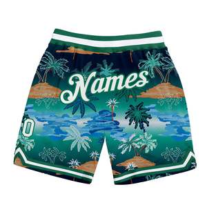 Short personnalisé Noir Noir Vert Kelly Motif 3D Design Feuilles de palmier tropicales Short de basket-ball Sportswear ommiz industrie - Product Image 4