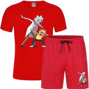 Camiseta lisa personalizada de dos piezas para hombre, chándal corto deportivo informal, conjunto corto de verano - Product Image 1