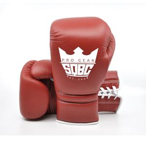 Gants de boxe en cuir classique marron à lacets 14oz 16oz Gants de sparring et gants de frappe de haute qualité - Product Image 1