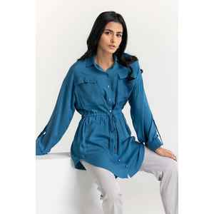 Chemise en tissu popeline bleue 224-217-007 - Product Image 5