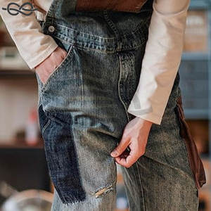 Mens <b>Baggy</b> Denim Bib Overalls Vintage Contrast Distressed Work <b>Dungarees</b> Sloppy Coveralls Big Pockets Casual Wear Construction - Product Image 6