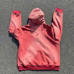 Sudadera con capucha unisex de invierno, estilo vintage, con cremallera completa, 100% algodón, de alto gramaje, ecológica, con efecto desgastado, fabricada a medida. - Product Image 2