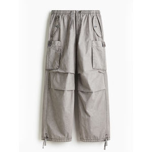 Pantalon Cargo personnalisé à la mode pour hommes, coupe ample, jambe droite, plusieurs poches, lavage moyen, tenue de plein air décontracté, style baggy - Product Image 1