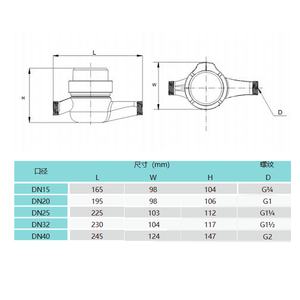 Compteur d'eau intelligent en fonte pour eau froide ZHONGYI DN15 DN20 DN25 Multi-jets R80/R100 sans vanne avec module NB-IoT/GPRS et protection IP68 1 - Product Image 6