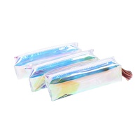 Vente en gros de papeterie promotionnelle personnalisée Trousse à crayons transparente et étanche en PVC Sac laser en plastique