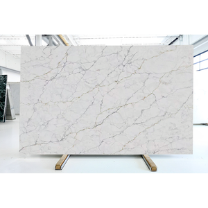 Encimeras blancas Calacatta modernas respetuosas con el medio ambiente de mármol artificial de vena gris pulida duradera personalizada encimera de tocador con isla de cocina - Product Image 5