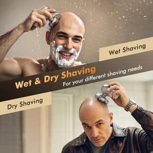 Kit de toilettage 5-en-1, rasoir électrique rechargeable USB, tondeuse à cheveux pour crâne chauve, affichage LED, rasoir rotatif humide/sec, étanche IPX7, cinq lames - Product Image 1