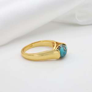 Minimal <b>Turquoise</b> Brass <b>Ring</b> 18k Gold Plated Vintage Wholesale <b>Ring</b> For Women - Product Image 2