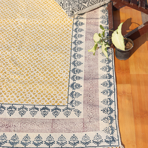 Beautiful Trees Embroidered Dhurries <b>Rug</b> Hand Block Print Pattern Carpets for Home Living Room Garden Indoor Outdoor Cotton Cars - Product Image 1