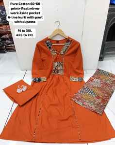 Trajes de Algodón para Mujer de Oficina, Estilo Indio-Pakistaní, en Hermosos Colores, Listos para Usar, Conjunto de Kurta de Algodón, Ropa para Oficina y Vacaciones, Venta al por Mayor - Product Image 2