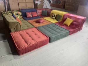 Disen家具カスタマイズ可能なフロアマルチカラーファブリックセクショナルソファリビングルームcanape roche bobois divano mah jong sofa