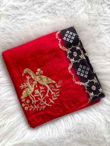 ผ้าจอร์เจียที่สวยงามพร้อมเลื่อมสำหรับผู้หญิงส่าหรีทำงานแฟชั่นจากอินเดีย - Product Image 4