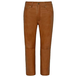 กางเกงหนังแท้ทรงตรงเอวสูงสำหรับผู้ชายแบบลำลองน้ำหนักเบา ระบายอากาศได้ดี  ปรับแต่งได้ - Product Image 1