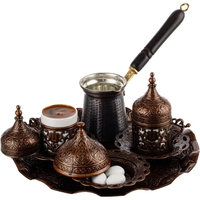 Ensemble de cafetières turques modernes au design actuel, de qualité supérieure, couleur cuivre, pot en cuivre pur avec couvercle, pour la maison et les restaurants, utilisation instantanée, en métal
