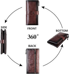 Cartera larga con logotipo personalizado 2025 para hombre, ligera, de alta calidad, con cierre de botón a presión, tendencia OEM, piel auténtica, precio al por mayor - Product Image 4