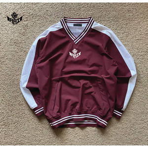 Chaqueta Varsity Personalizada con Cuello en V para Hombre y Mujer – Ropa Deportiva Elegante con Logotipo Bordado en Color Granate, Sudaderas con Capucha - Product Image 1
