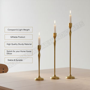Portavelas de Metal y aluminio dorado personalizado, soporte de Pilar decorativo para mesa, decoración del hogar, exportación directa de fábrica para velas - Product Image 5