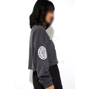 2025 Wakin Wear Women's Custom Printed Crop <b>Sweatshirts</b> Regular Fit Soft Touch Material Competitive Price for Summer - Product Image 4