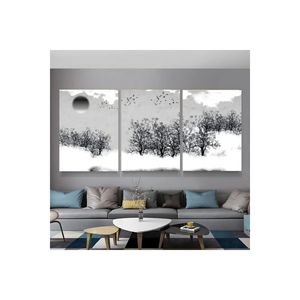 Immagine della natura in bianco e nero 3 pezzi SET di pittura di vetro