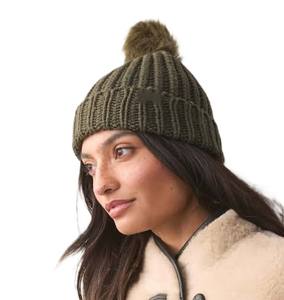 Gorro con pompón de Color sólido de alta calidad para mujer, cómodo gorro acanalado de invierno para impresión Digital al aire libre - Product Image 5