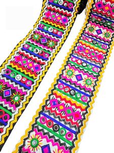 Cordones multicolores bordados a medida con temas tribales, incluidos espejos, ideales para reventa por diseñadores de moda - Product Image 3