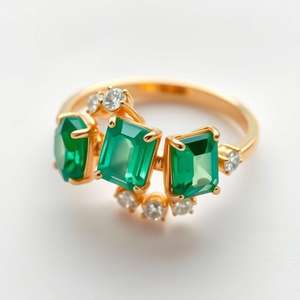 925อัญมณีสีเขียวชุบโรเดียมสีเขียวเครื่องประดับสตรีวินเทจสำหรับงานเลี้ยงกันน้ำ - Product Image 3