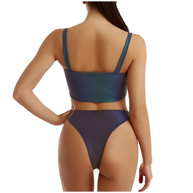 Zomer Nieuwe Sexy Kleurrijke Reflecterende Badpak Sneldrogende Ademende Vrouwen Strandkleding Bikini Tweedelig Pak