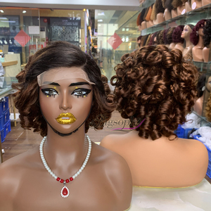 Glueless 5x5 Lace Vietnamese Hair <b>Wig</b>, 12 Inch Bouncy Curl, Thick High Density, Lifelike Appearance, Convenient Daily Wear - Product Image 1