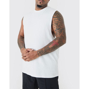 เสื้อกล้ามใส่ไปยิมผ้าฝ้ายสำหรับผู้ชายเสื้อแขนกุดพิมพ์โลโก้ได้ตามต้องการ - Product Image 3