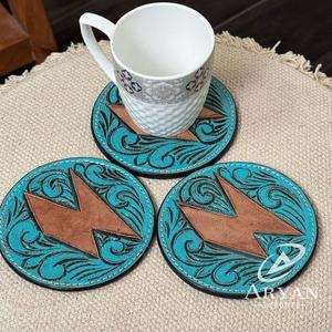 ชุดที่รองแก้วหนังวัวแท้สำหรับใช้ในบ้านใหม่ของขวัญ2025 - Product Image 1