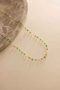 Collier en perles de cristal de jade, argent sterling 925, plaqué or 14 carats, chaîne en verre, bijoux en pierres précieuses, cadeau pour femme - Product Image 4